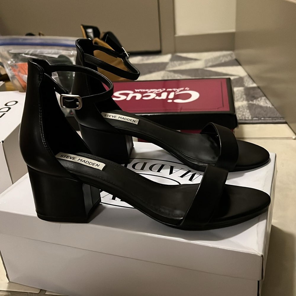 STEVE MADDEN IRENE BLACK LEATHER
